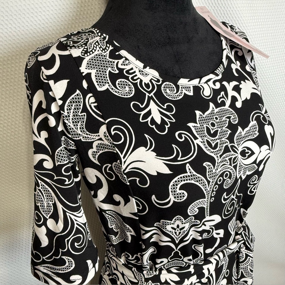 NWT Nina Leonard Miracle Matte Jersey Maxi-dress Sz Small Floral Scroll - Picture 5 of 12